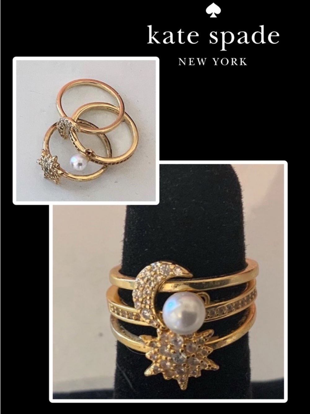 Kate Spade New York Star Gaze 3-piece stackable ring Size 5 NWT